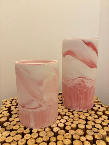 Pink Marble Clay Vase