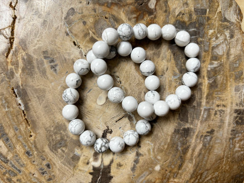 White Howlite | Beaded Crystal Bracelet Large
