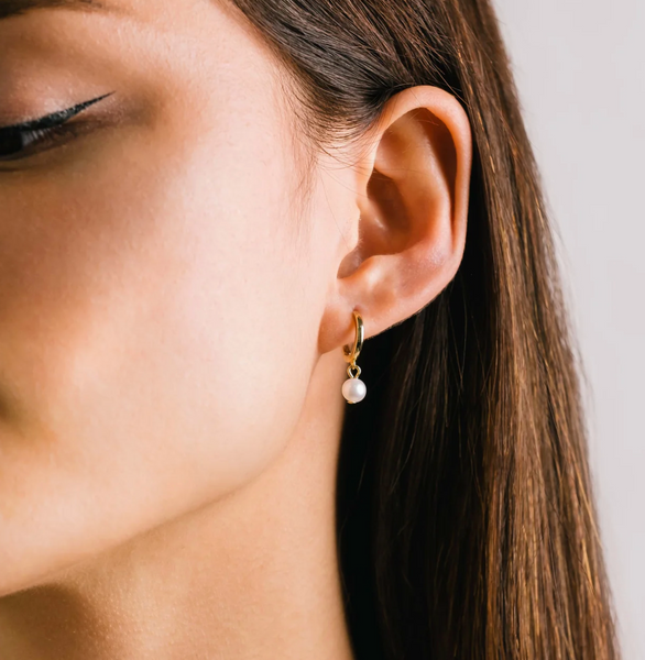 Amari | Pearl Huggie Earrings