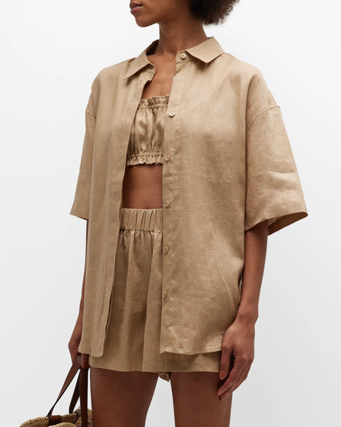 Khaki Linen Blouse