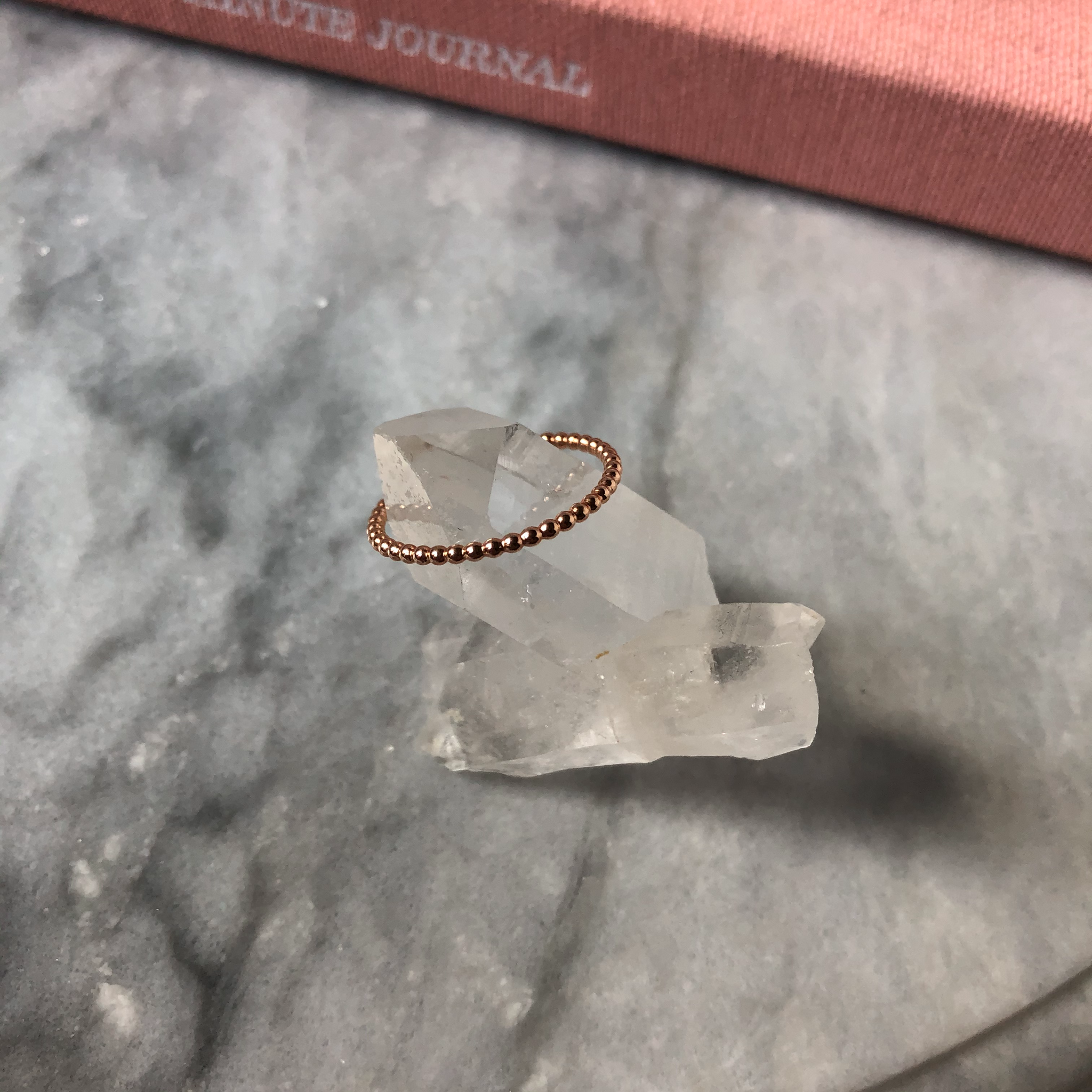 Rose Gold Beaded Stacker Ring | 1.5mm