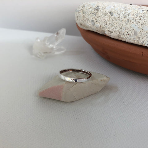 Hammered Blue Zirconian Ring | Sterling Silver