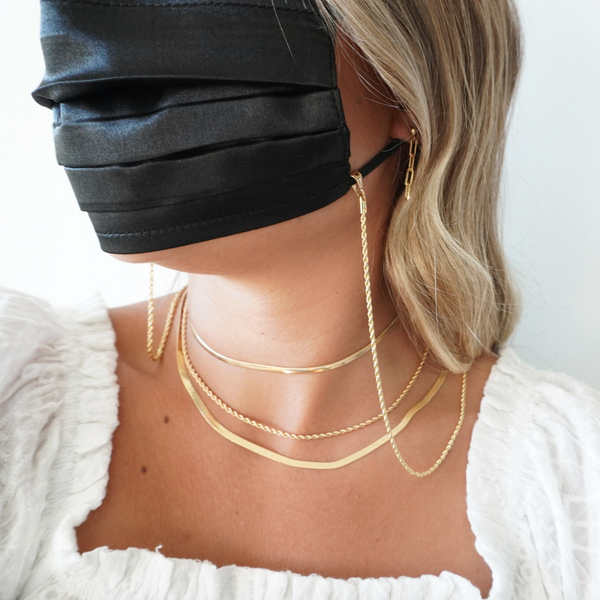 Satin Face Mask + 18k Goldfilled Chain - The 889 Shop